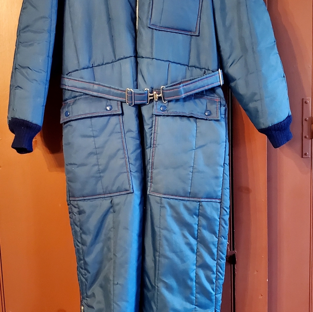 VINTAGE JC Penny Women's Quilted Blue SNOWMOBILE SUIT